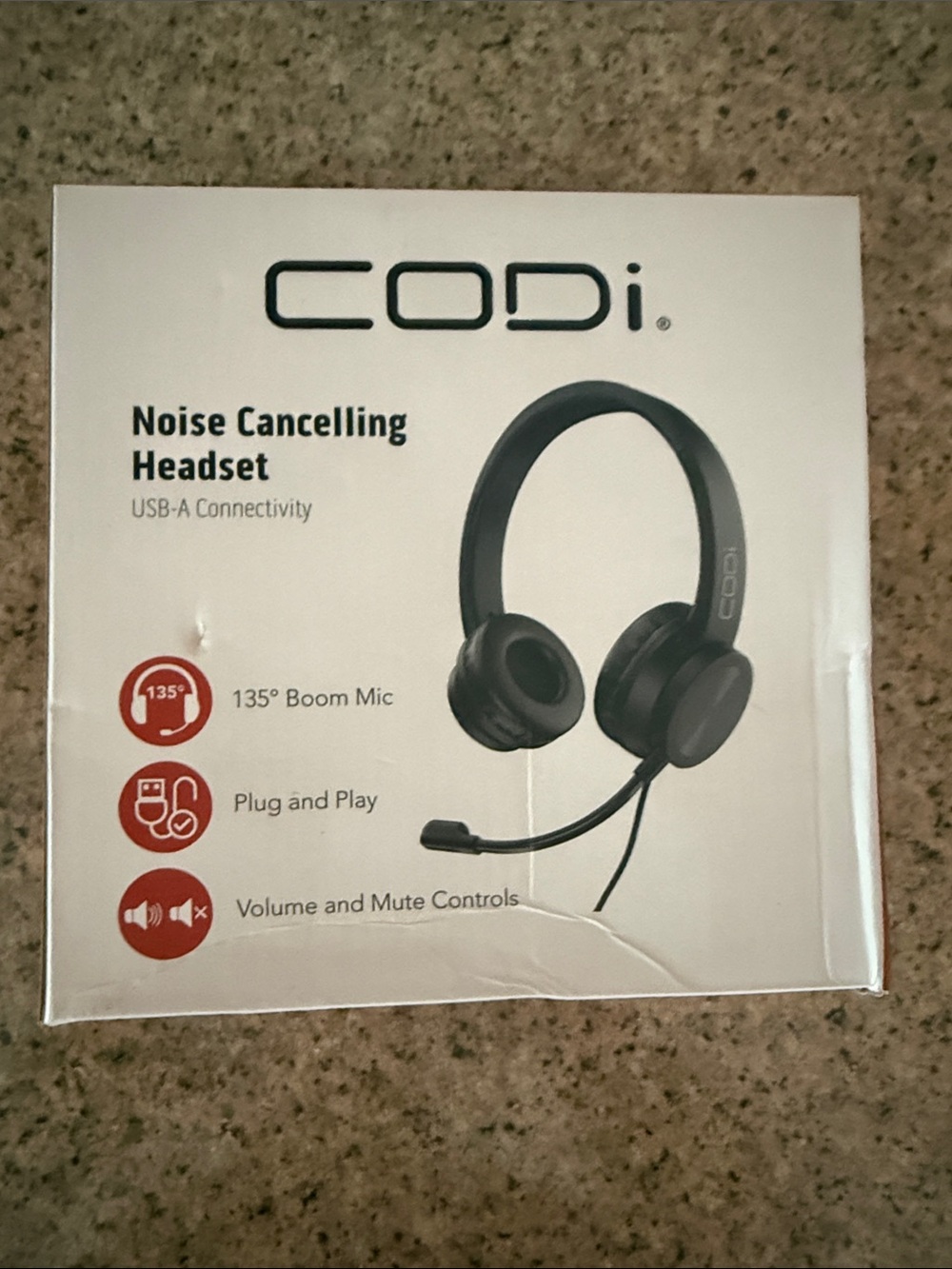 CODi Noise Cancelling Over-Ear Headset - Black